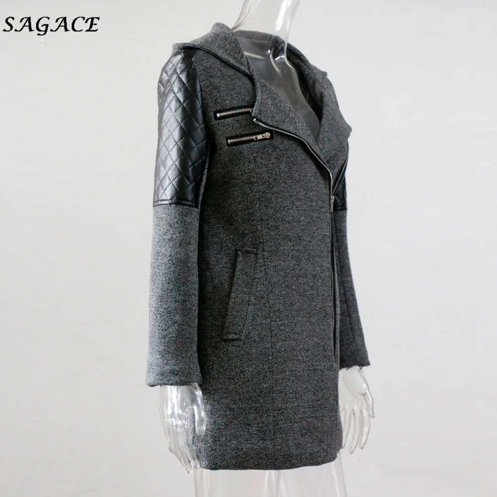 Sagace одежда пальто женские зимние теплые пальто Модная однотонная тонкая куртка Толстая парка пальто Зимняя верхняя одежда пальто на молнии с капюшоном