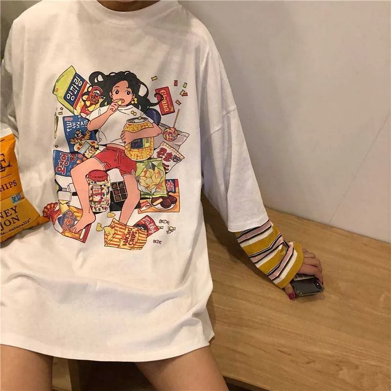 NiceMix 2020 Осенняя Женская одежда Корейская футболка Ulzzang Harajuku смешная Футболка с