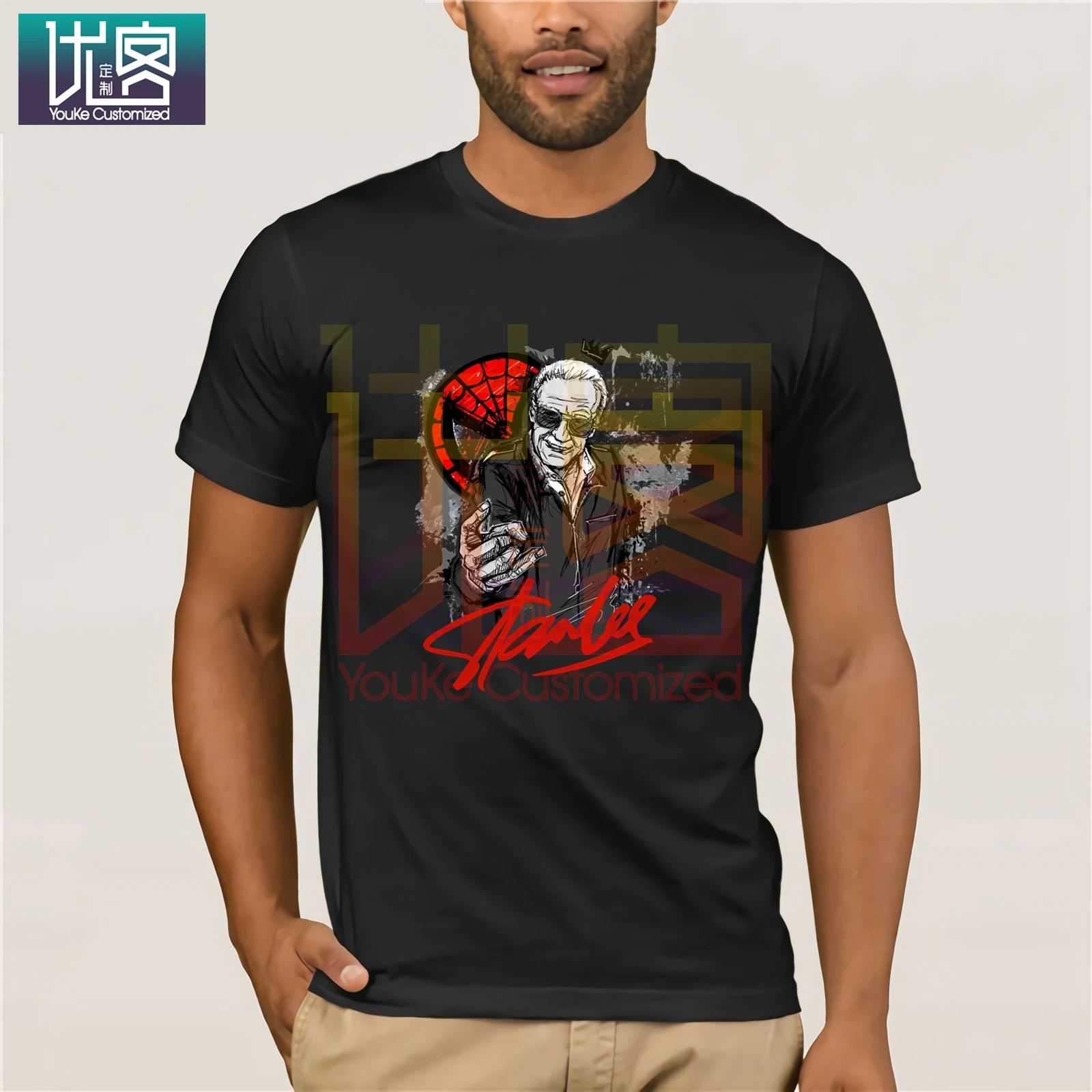 

Men T shirts Marvel Avengers Stan Lee Spider Man Print 100% Cotton Casual Top Tees Homme for Men Tops