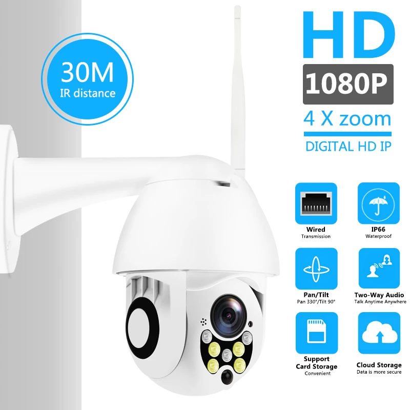 Беспроводная Wi-Fi ip-камера 1080 P PTZ наружная скорость купольная камера безопасности Pan Tilt 5X цифровой зум сеть видеонаблюдения