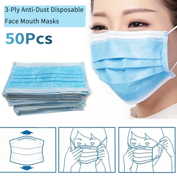 

50 pcs Disposable Non-woven Mask Dust-proof Anti-pollution Mask PM2.5 Mask Daily Necessities Sports Riding Mask
