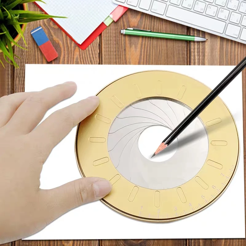 Round Circle Drawing Tool Round Drawing Ruler Flexible Circle Drawing Kit Adjustable Measurement for Woodworking Yellow