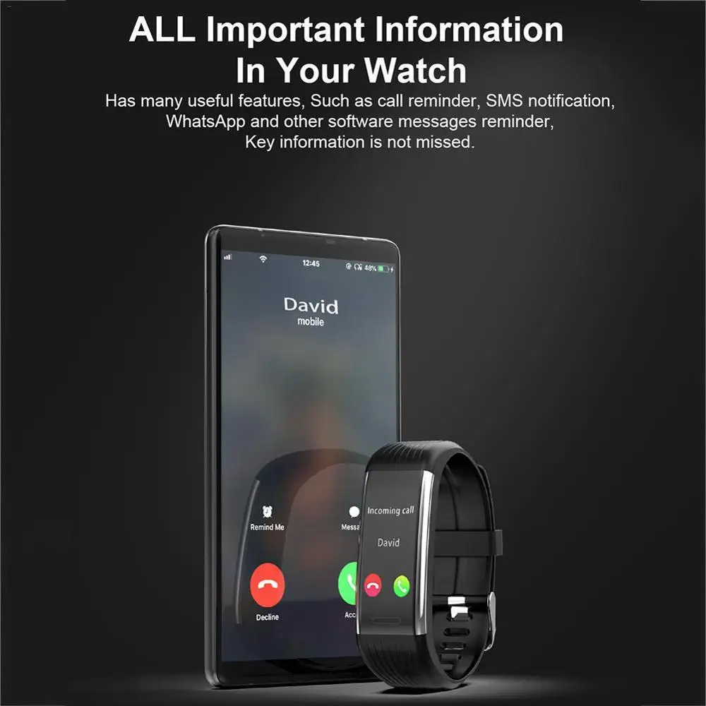  Bluetooth Smart band Pedometer Heart Rate Monitor Blood Pressure Fitness Tracker Sport Smart Watch  - 4000396164529