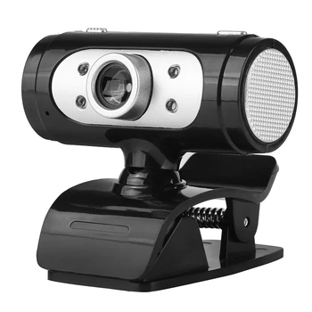 

Computer Camera Usb Microphone HD Webcam with Microphone and LED Fill Light USB Camera for Desktop PC USB Driverless(Black+Silve