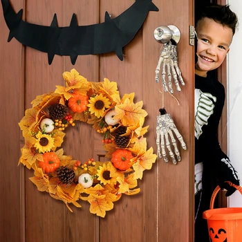 

Autumn Wreath Window Door Decoration Maple Leaf Fall Wreath Pendant Artificial Christmas Fall Wreath DIY Decor-