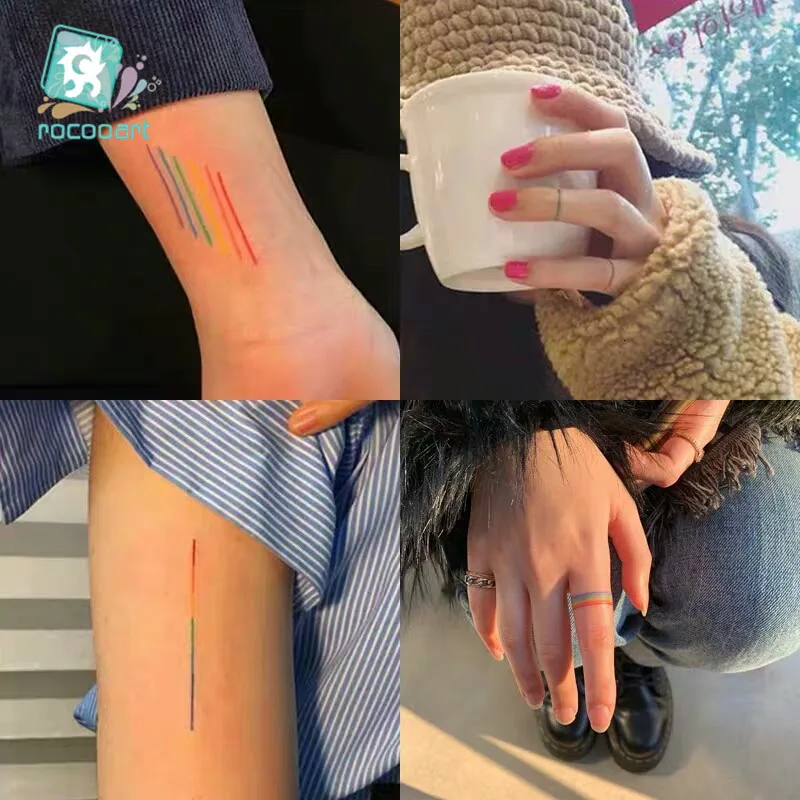 HyunA ins Стильная красочная Радужная Татуировка наклейка для лица и рук милое боди-арт поддельное временное тату водостойкое тату