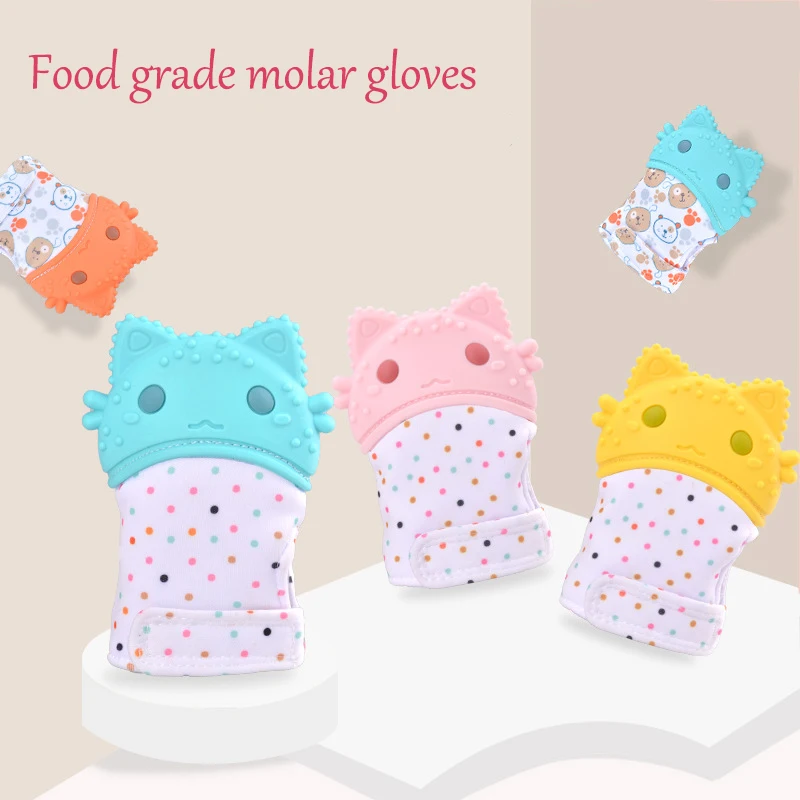

Baby Silicone Mitts Teething Mitten Glove Sound Anti-bite Teether Toddler Chewable Nursing Mittens Teether Thumb Toy