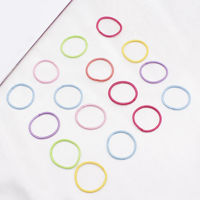 100Pcs/pack Girls Stretch Colorful Rubber Band Hair Ropes Headwear Scrunchies Hair Band Kids Ponytail Simple Hair Accessories