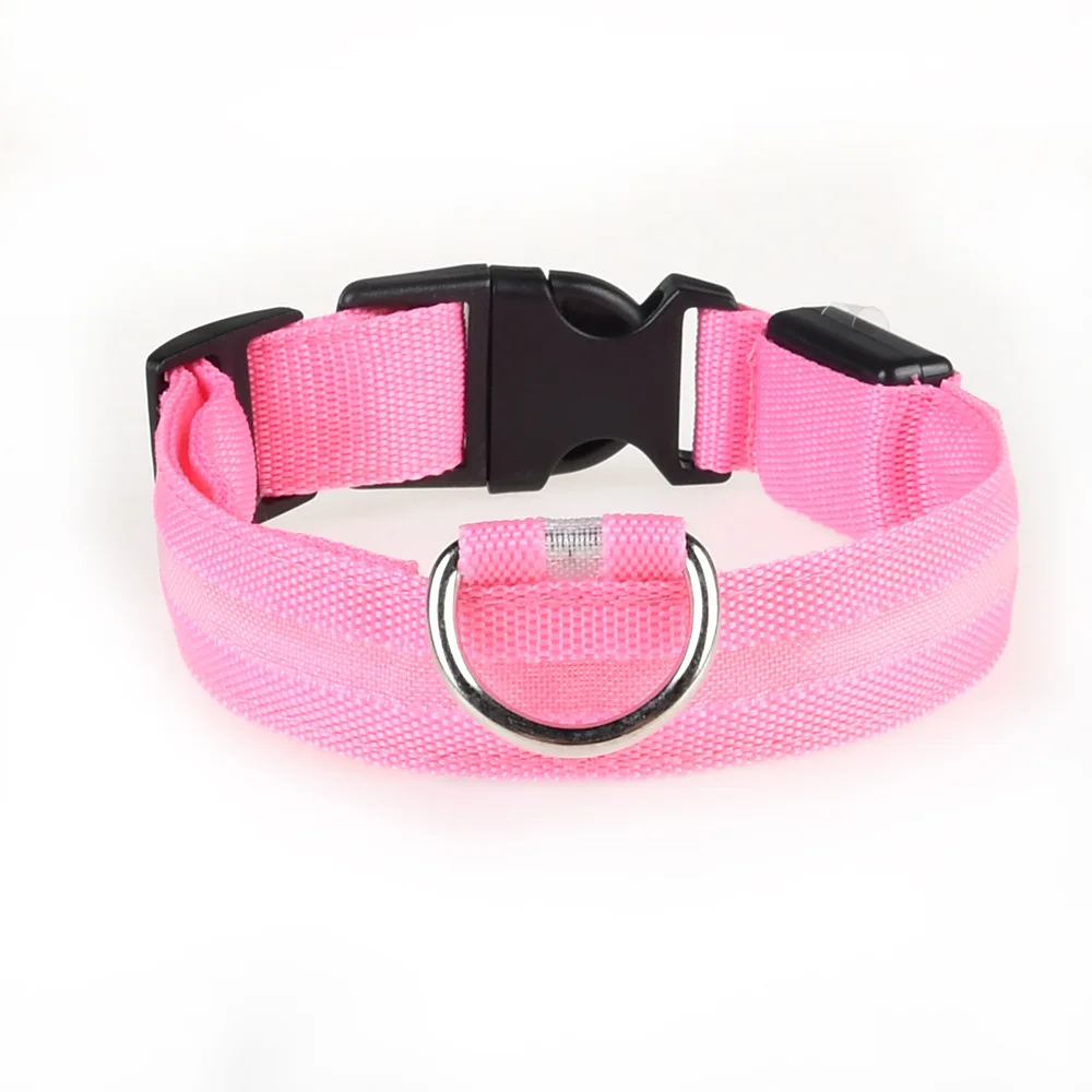 Pink Ошейник для собак Светящийся зарядка через usb, светодиодный светильник, мигающий нейлоновый поводок для собак, для щенков, маленьких, средних и больших собак, для прогулок, безопасные товары для домашних животных - Цвет: Pink