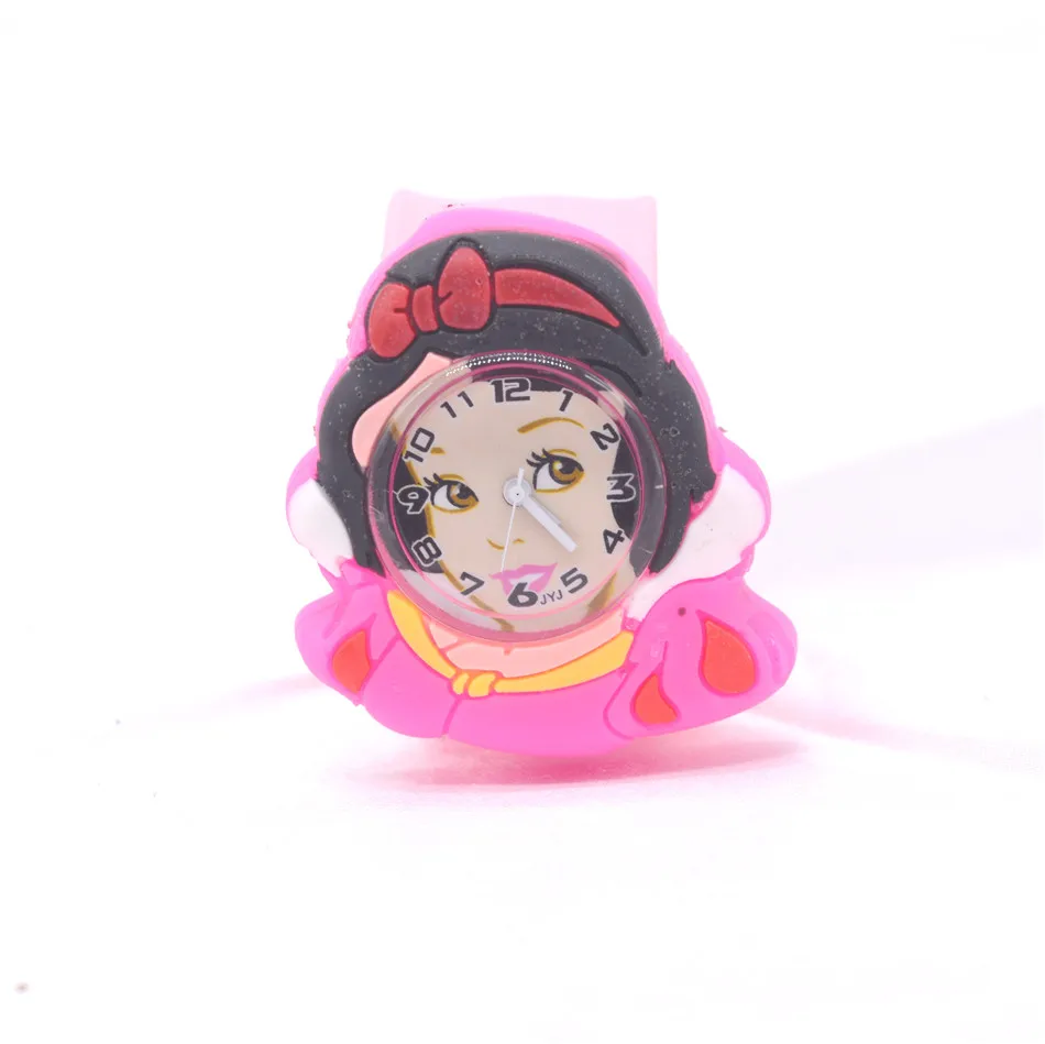 Beautiful Girls Watches Princess with Headband 2-8 Years Old Child Gifts Pink Silicone Watches Slap Belt Quartz watches