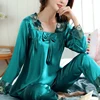 2 Piece Autumn Women Sleepwear Faux Silk Satin Pajamas Set Long Sleeve Sleepwear Pajamas Suit Female Homewear ► Photo 2/6