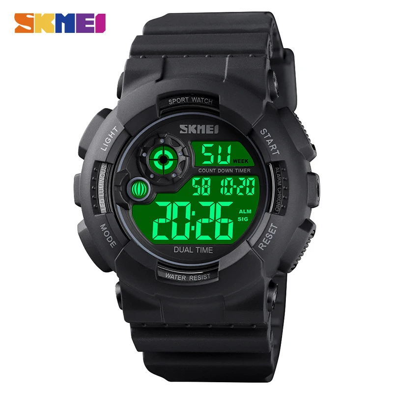 SKMEI Relogio Masculino 1583 Clcok мужские цифровые часы, военные часы с функцией обратного отсчета, спортивные часы, 5 бар, водонепроницаемые мужские наручные часы - Цвет: black white