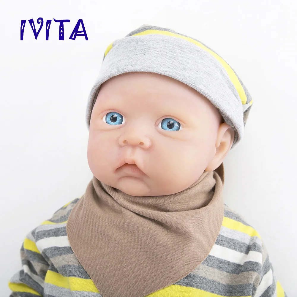 IVITA 50 cm Silicone Reborn Baby Girl Lifelike Full Silicone Doll Cute Infant 
