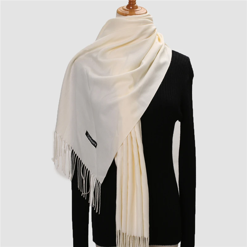 Зимний шарф для женщин, Длинные теплые кашемировые шарфы, хиджаб, одноцветная Женская шаль, Женская Пашмина бандана, шарф на голову, echarpe - Цвет: 20