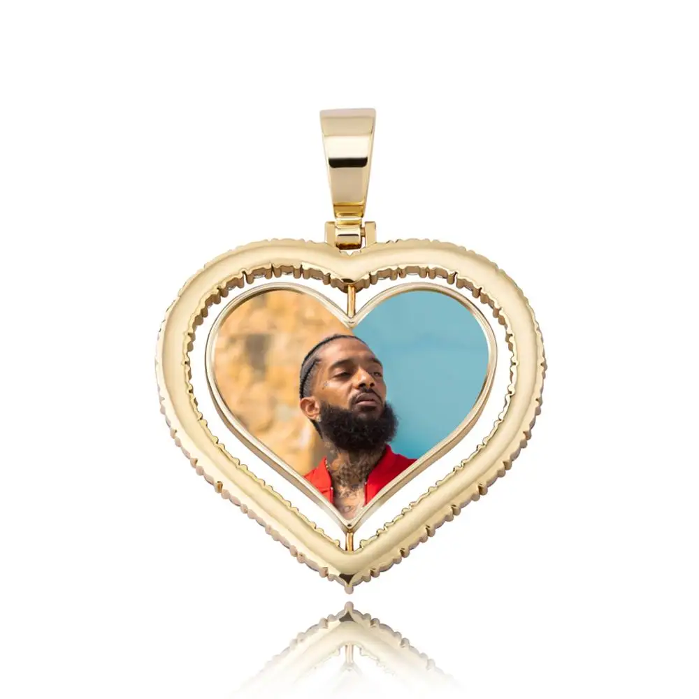 TOPGRILLZ Heart Shaped Custom Photo Spin Double Sided Medallion Pendant Necklace With 4mm Tennis Chain Zircon Hip Hop Jewelry Jewellery a4a426b9b388f11a2667f5: 4mm Tennis chain|Cuban chain|Franco chain|Rope chain