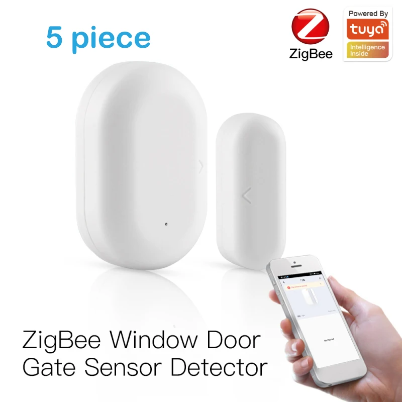 Tuya ZigBee Smart Window Door Gate Sensor Detector 2.4V-3.3V Remote Control Smart Life Tuya App Security Alarm System Smart Home home alarm key pad Alarms & Sensors