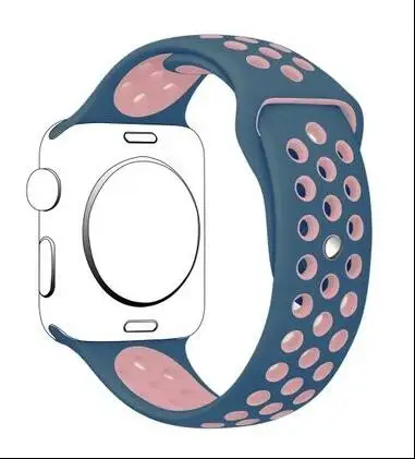 Ремешок для apple watch 42 мм 38 мм 40 мм 44 мм резиновый спортивный ремешок для iwatch 4 3 2 1 серия 5 - Цвет ремешка: darkblue pink