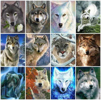 

AZQSD Diamond Painting Wolf Cross Stitch Needlework Diamond Embroidery Animal Handmade Home Decor Picture Of Rhinestones Gift