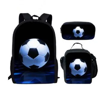 

Football Soccer Print Men School Bags Teenager Boys 3 Set Primary Casual Backpack Children Book Bags Junior Rucksack