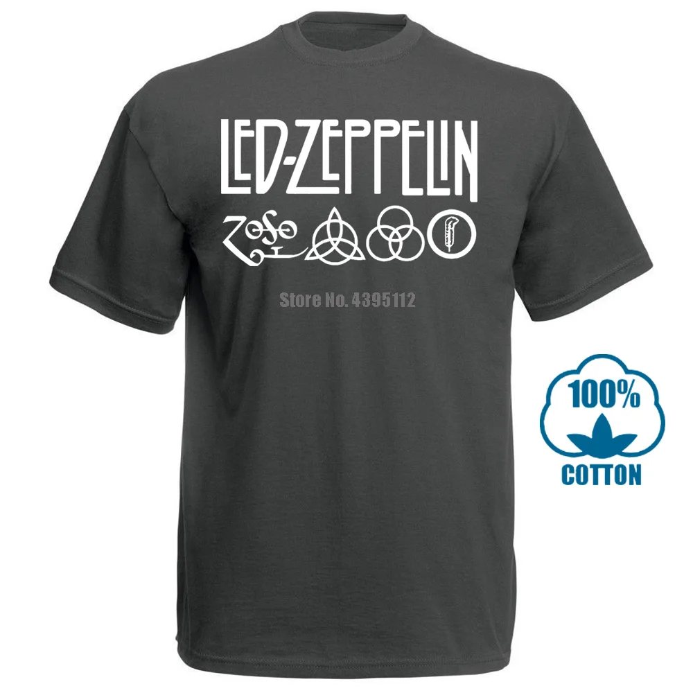 Темно-серый Led Zeppelin рок группа футболка мужская Горячая Летняя футболка с коротким рукавом и круглым вырезом хлопок панк фитнес 012499 - Цвет: Темно-серый