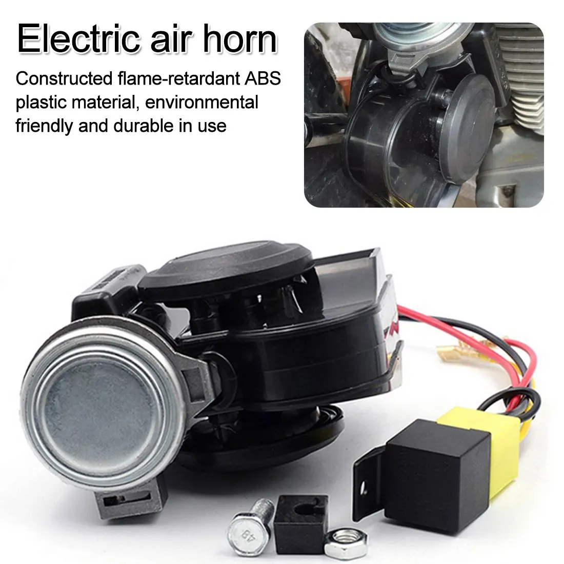 12 V автомобиль мотоцикл грузовик Рог Грузовик Лодка компактный Двухтональные электрический насос воздушный громкий моторный рожок