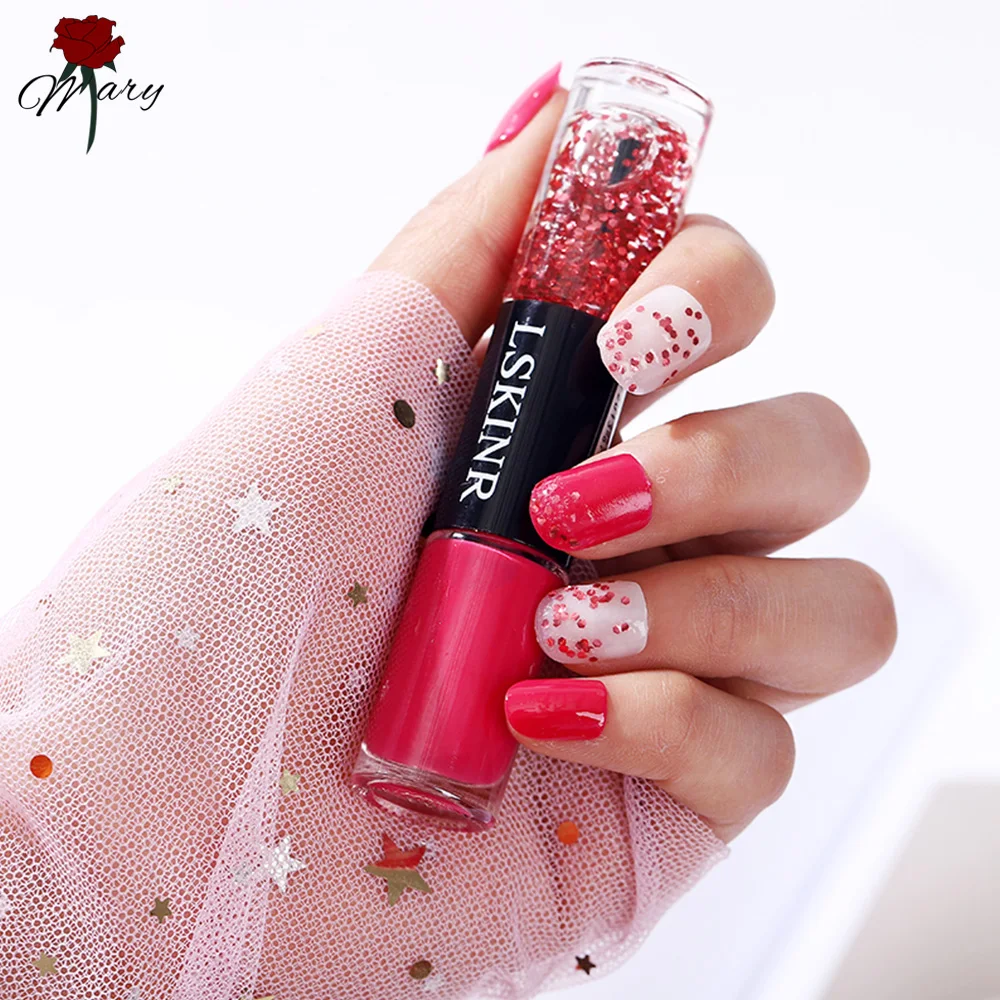 

Rosemary New Double-headed Two-tone Nail Polish No Baking Quick-drying Long-lasting Color-fast Sequined Nail Polish