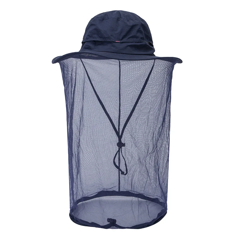 8 цветов, москитная сетка, шляпа от солнца с сеткой, Защитная крышка для лица, защита от комаров, защита от укусов, пчел, клещей, мух, насекомых, на открытом воздухе - Цвет: Dark blue