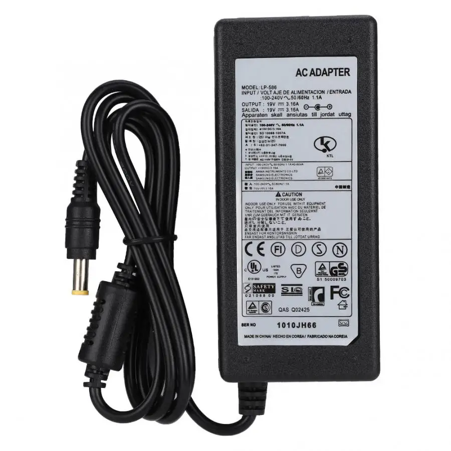 Адаптер для ноутбука для samsung NP300E5A-A05US/NP300E5A-A02UB серии зарядное устройство для ноутбука 60W 19V 3.16A 100-240V адаптер для ноутбука