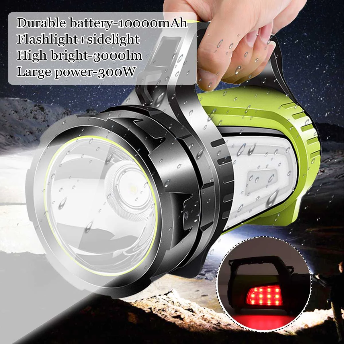 B USB Charging LED Work Light Torch 10000mAh Battery Spotlight Hand Lamp Camping Lantern Searchlight for Hiking Hunting - Испускаемый цвет: B