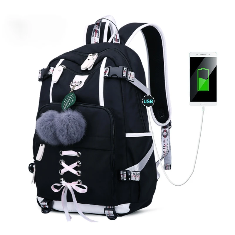 Mjoypack Laptop Women Backpack External USB Charge Computer Backpacks Anti-theft Waterproof School Bag for Teenage Girls