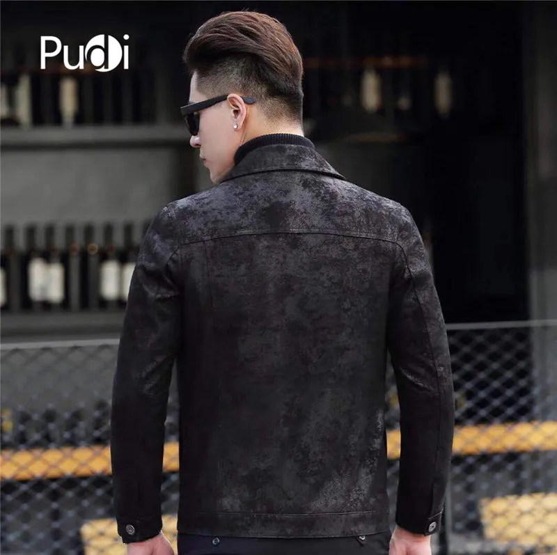 Pudi MT905 Новая модная мужская короткая куртка из натуральной овечьей кожи весенне-осеннее тонкое пальто из натуральной кожи