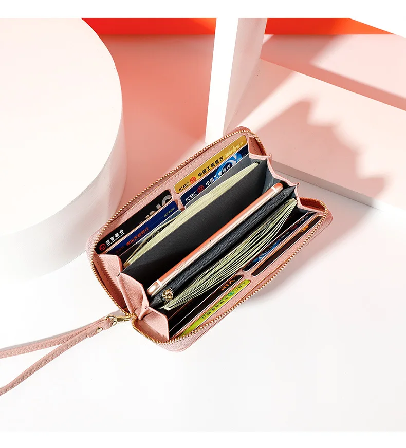 Essential Leather Wallets for Women 2019 Slim Continental Handy Wallet Black Pink Large Capacity Money Organizer wallets Clutch (9)