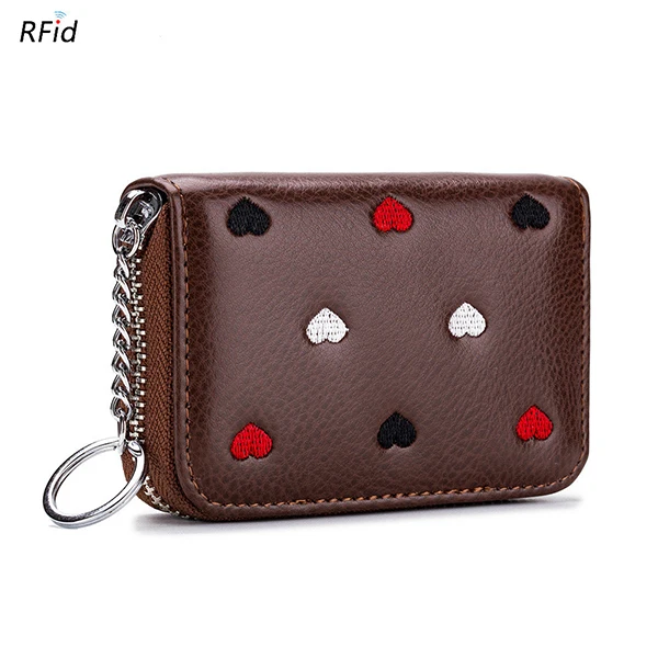 Bisi Goro, натуральная кожа, RFID, organ Card Wallet, сканер, защищенный, SD Держатель для карт, многофункциональный, маленький кошелек для монет на молнии - Цвет: Coffee CL-7150