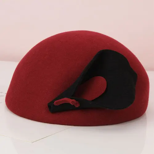 WineRed H728 Для женщин бейсболка с меховым помпоном Женская осень-зима в Корейском стиле, модная шерстяная, фетровая шляпа Женская обувь в стиле ретро, туфли в британском стиле для отдыха церковь на любой вкус, мягкая Шапки - Цвет: WineRed
