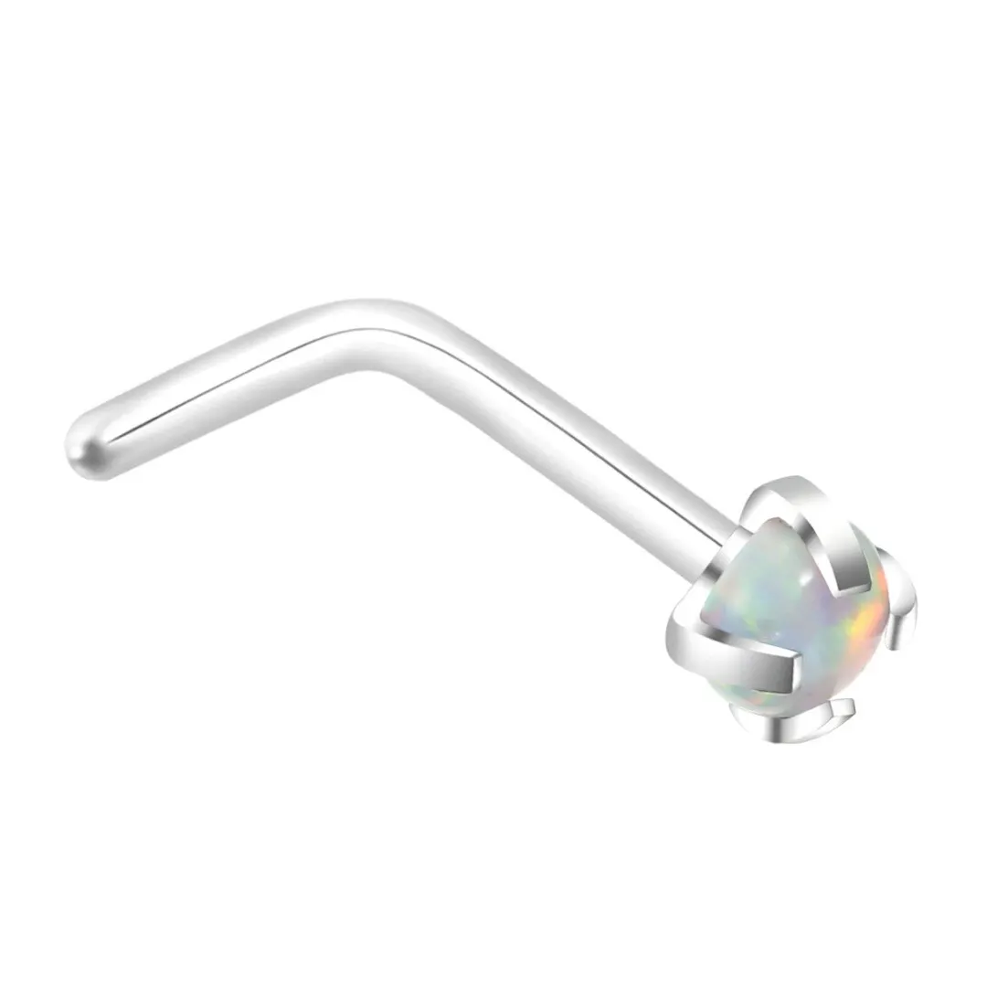 3Pcs/lot Surgical Steel Opal Crystal L Bend Screw Nose Ring Piercing Jewelry For Women Trendy Charm Nose Stud Ring Body Piercing