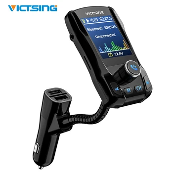 

VicTsing 1.8 inch Bluetooth FM Transmitter Radio Adapter Wireless Handsfree 5V 2.1A 3 USB Ports Charger Bluetooth Transmitter