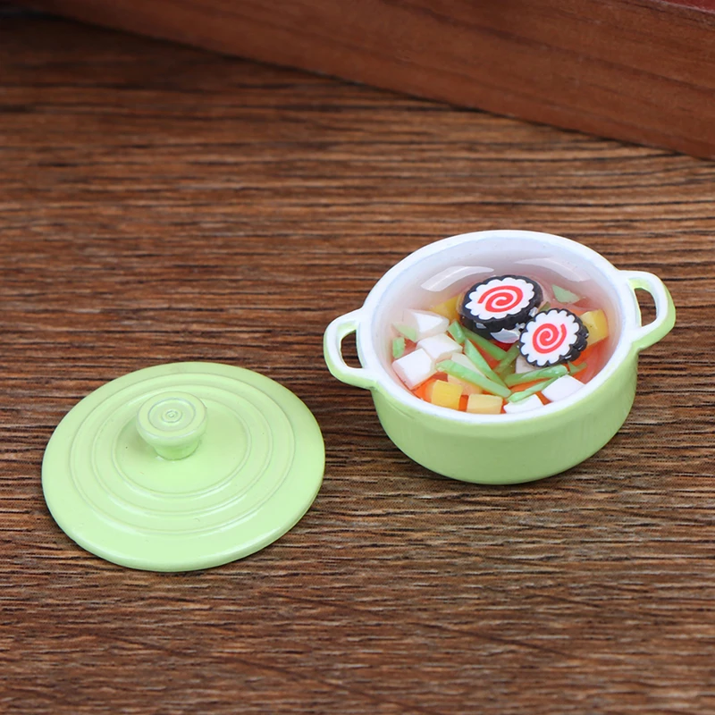 Hot Pot 1:12 Dollhouse Miniature Metal Cooking Soup Pot Cookware Dollhouse Kitchen Accessories Miniature 15