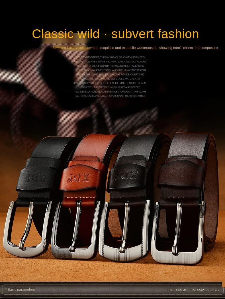 Retro Leather High Quality Buckle Jeans Pin Buckle Man Belts Business Cowboy Casual Male Fashion Designer Belt for Men black men