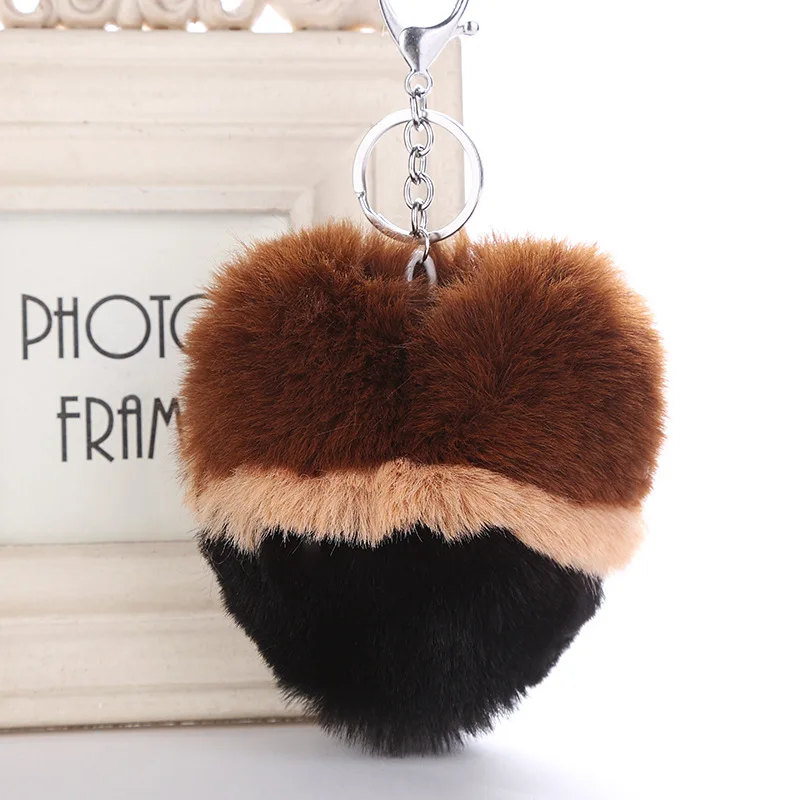 Брелок Colorfu сердце помпон брелок пушистый искусственный мех шар сумка для
