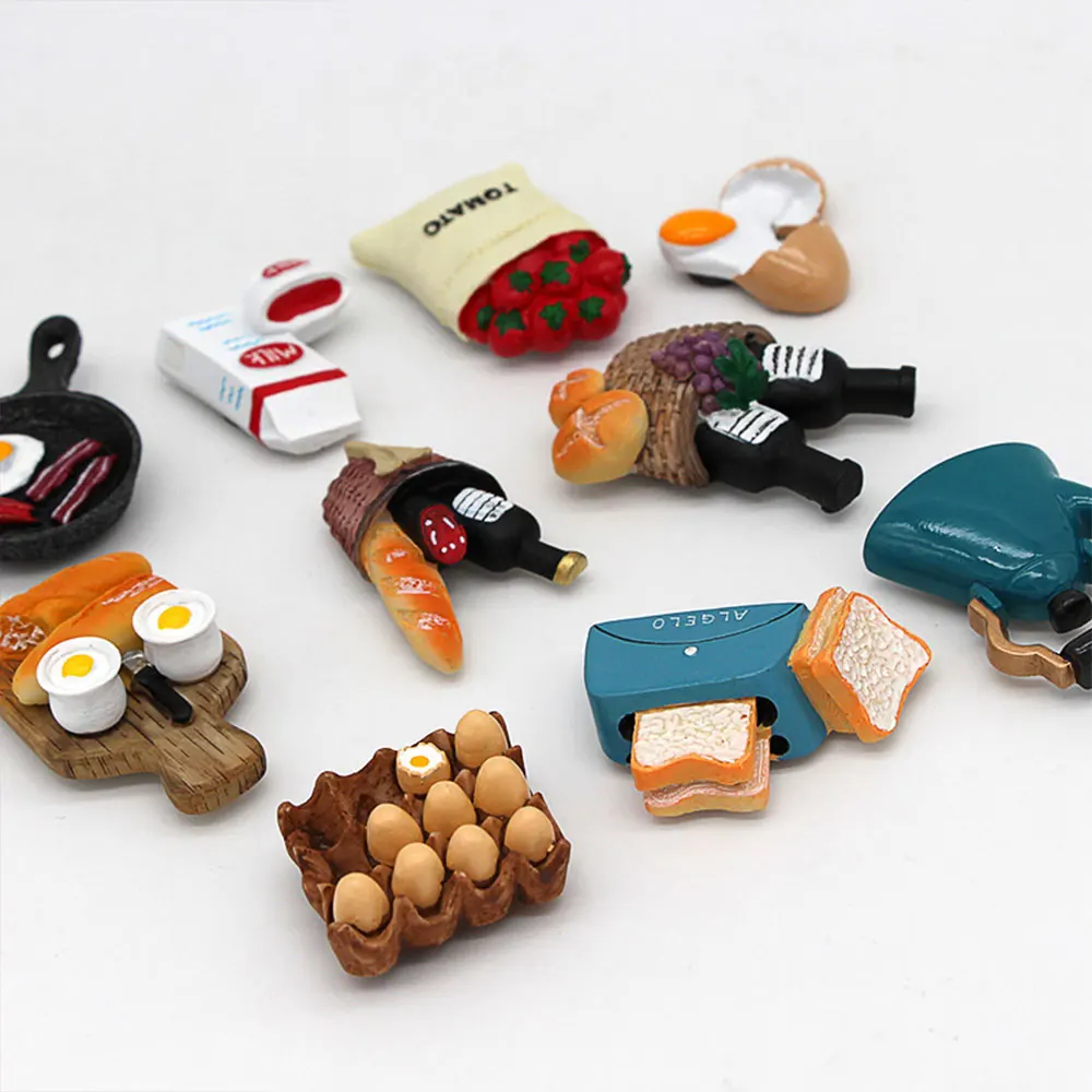 Magnetic Fridge Magnets Magnetic Sticker Magnetic Fridge Stickers Refrigerator Decor Simulation Food Memo Sticker Bread Maker Tomato Egg Teapot Milk Home Decoration Refrigerator Magnet Gift Decor For Kitchen