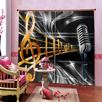 

High quality custom 3d curtain fabric 3D Curtain Printing Blockout Polyester music curtains blackout curtains
