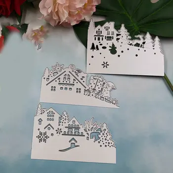 

3pcs Christmas Card Handmade Gift High Carbon Steel Portable Craft Stencil Embossing Scrapbooking Frame DIY Cutting Die Silver