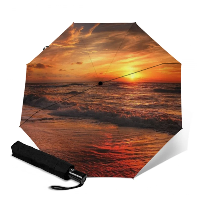 YSB1009 Wind Resistant automatic umbrellas Windproof Sun And Rain Three Folding Umbrellas Sun Umbrella Printing Paraguas Parapluie - Цвет: YSB1009