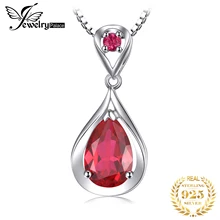 JewelryPalace капли воды 4ct создан красный рубин кулон 925 пробы серебряные ожерелья для женщин модные украшения без цепи