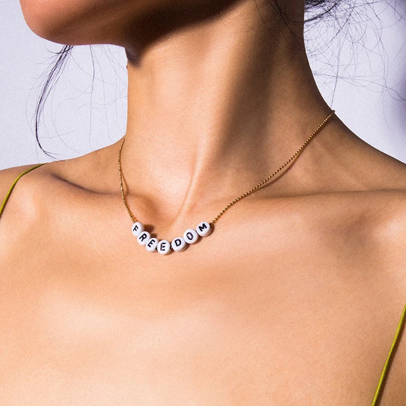 

Simple Bijoux Femme Long Letter Pendant Necklace Women Chain Choker Gothic Kolye Jewelry Accesorios Mujer Chains Chocker Punk