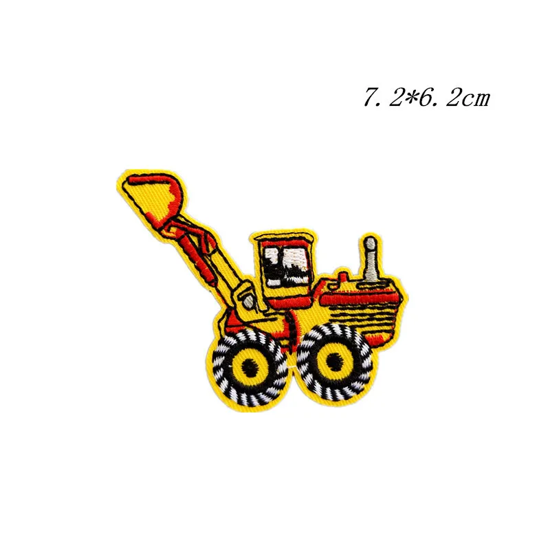 1-PCS-E-207 Нашивки в виде мультяшных машин, вышитая одежда, нашивки в полоску для экскаватора, нашивки с железной аппликацией, аниме наклейки для детской одежды@ E - Цвет: 1-PCS-E-207