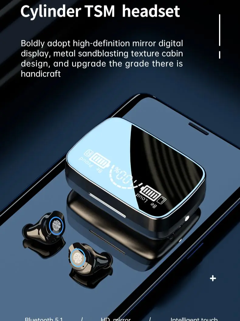 M9-17 беспроводные Bluetooth-наушники с зеркальным дисплеем и микрофоном спортивные