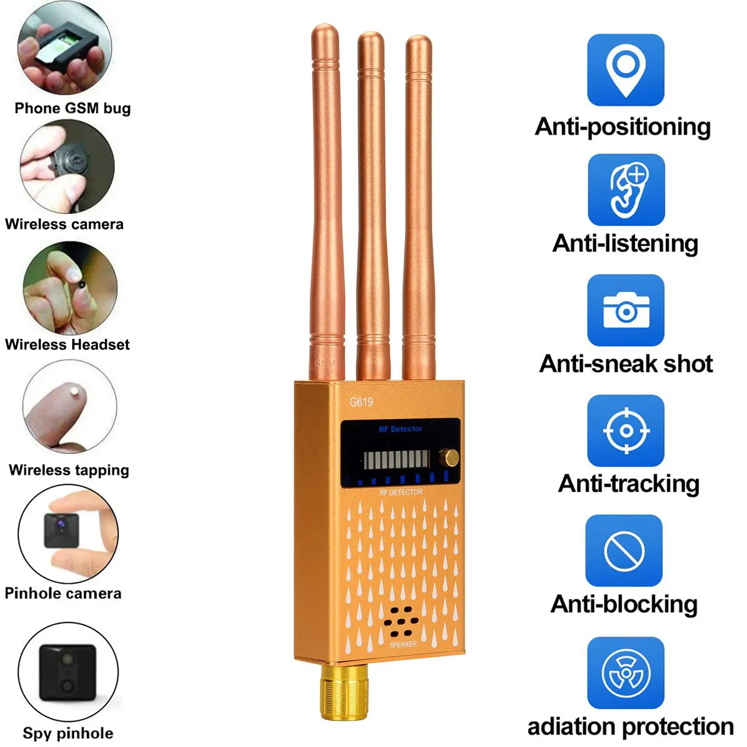 Multi-function Wireless RF Signal Detector Bug GSM GPS Lens Tracker Detect Finder Radio Scanner Anti Candid Camera | Безопасность и
