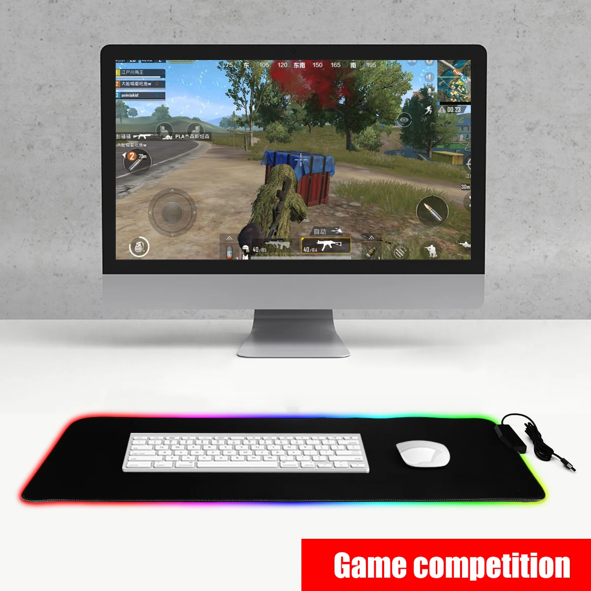 Игровой коврик для мыши RGB Светодиодный светящийся красочный 4 концентратора USB