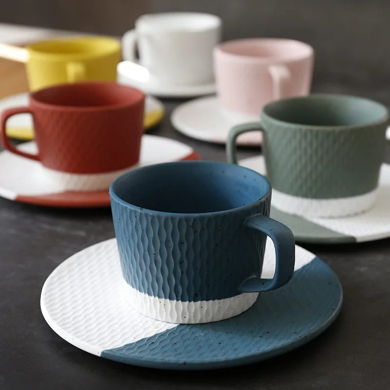 LEKOCH Gratitude and feedback Ceramic creative coffee cup Japanese crude ceramic Saucer Set | Дом и сад